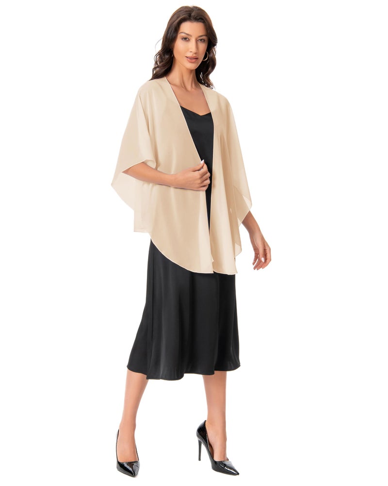 Hotshawl Womens Chiffon Shawls and Wraps, Wedding Party Shawl Scarf for Evening Dresses (Champagne) - Image 3